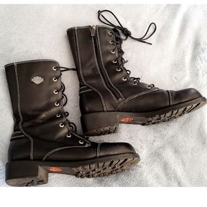 Harley Davidson Black Leather Motorcycle Boots